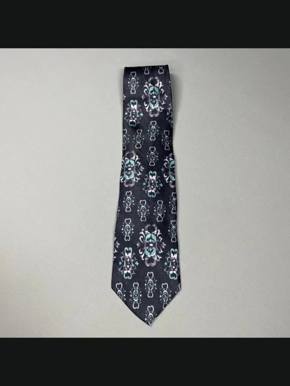 Christian Dior Monsieur Mens Tie black purple blue silk filigree floral designer